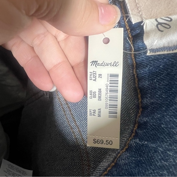 Madewell Womens High Rise Blue Denim Jean Shorts Rolled Hem Size 28 NEW Cotton - Picture 7 of 8